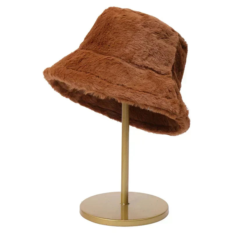 Fuzzy Bucket Hat - Vrouwen pluizige bontmuts voor de winter-Boetiek Moda