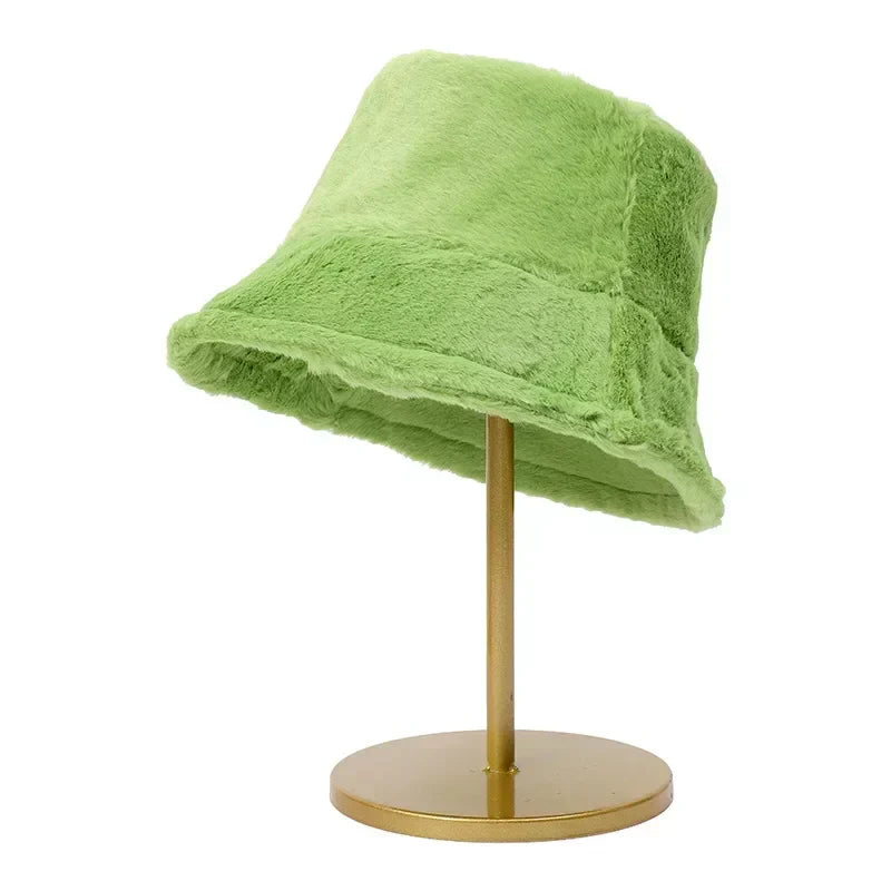 Fuzzy Bucket Hat - Vrouwen pluizige bontmuts voor de winter-Boetiek Moda