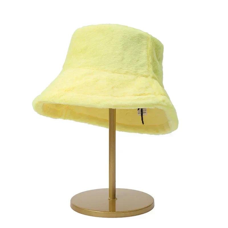 Fuzzy Bucket Hat - Vrouwen pluizige bontmuts voor de winter-Boetiek Moda