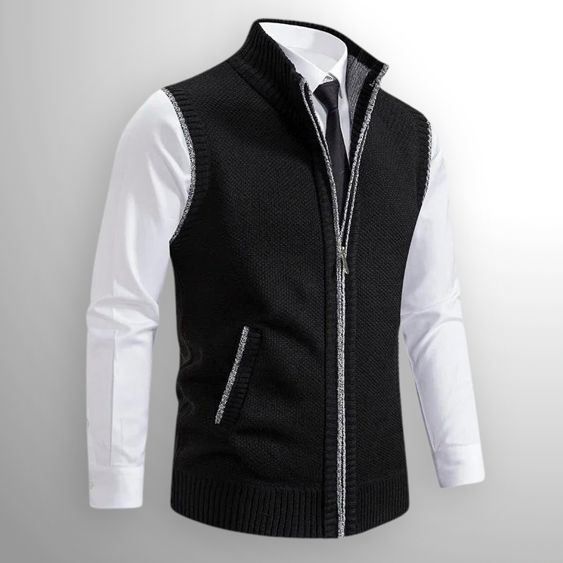 Gebreid Vest - Mouwloos wollen vest met ritssluiting voor heren-Boetiek Moda