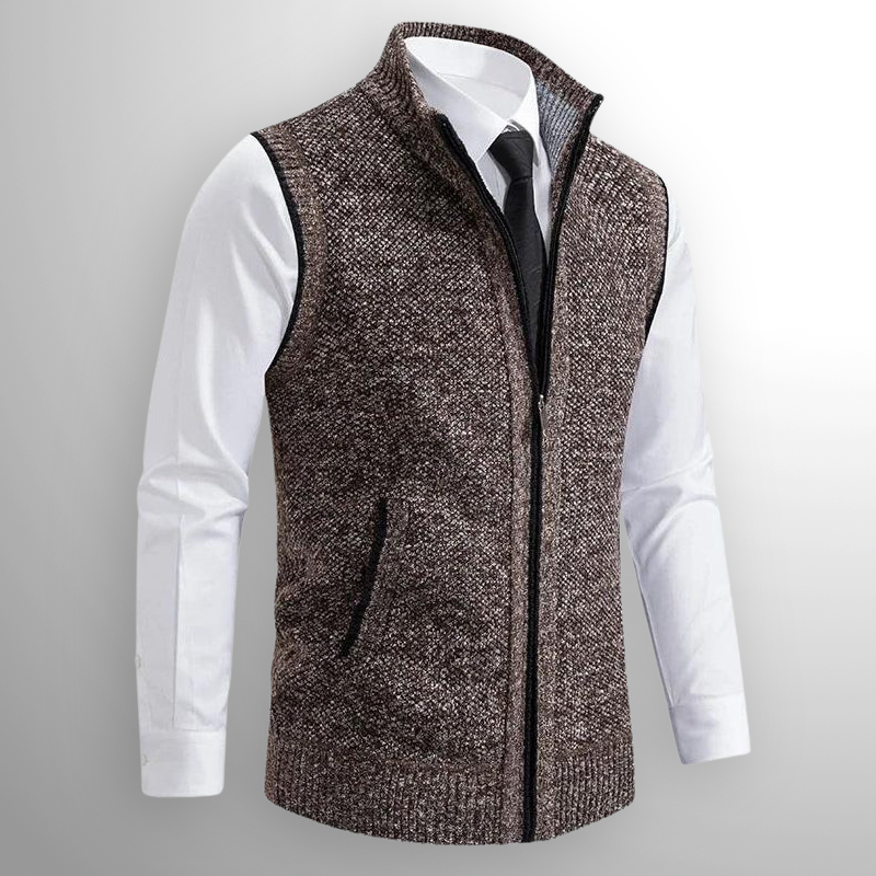Gebreid Vest - Mouwloos wollen vest met ritssluiting voor heren-Boetiek Moda