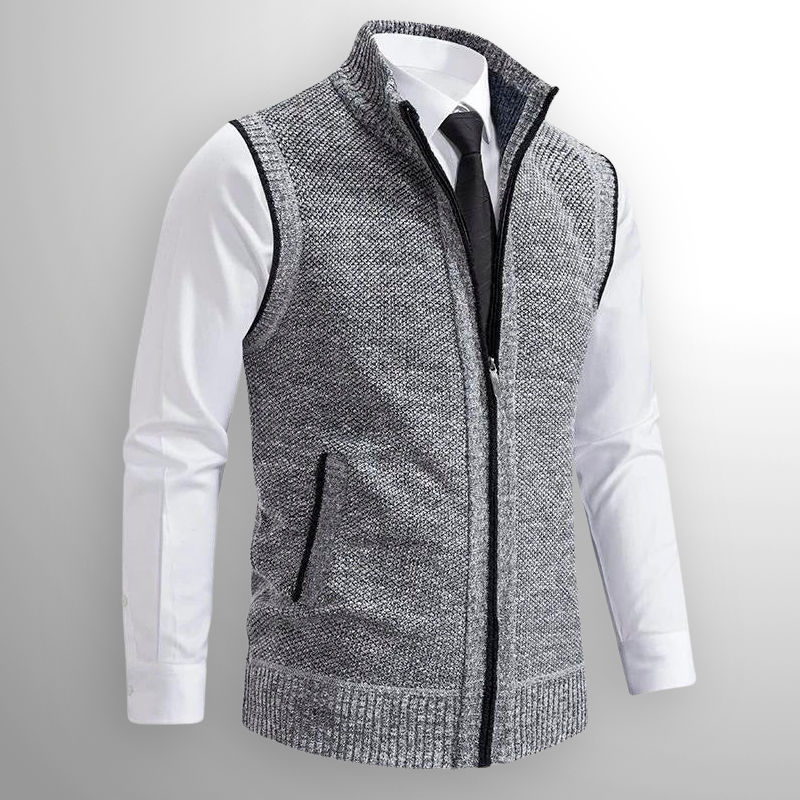 Gebreid Vest - Mouwloos wollen vest met ritssluiting voor heren-Boetiek Moda