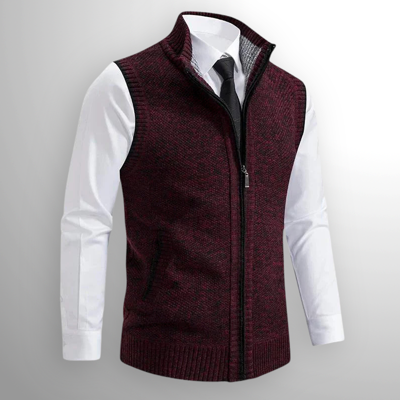 Gebreid Vest - Mouwloos wollen vest met ritssluiting voor heren-Boetiek Moda