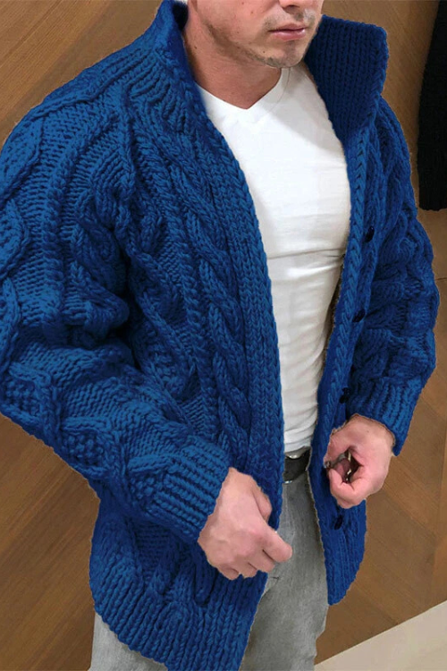 Gebreid Vest | Vest met knopen | Kabelbreiwerk | Dik vest | Herenvest-Boetiek Moda