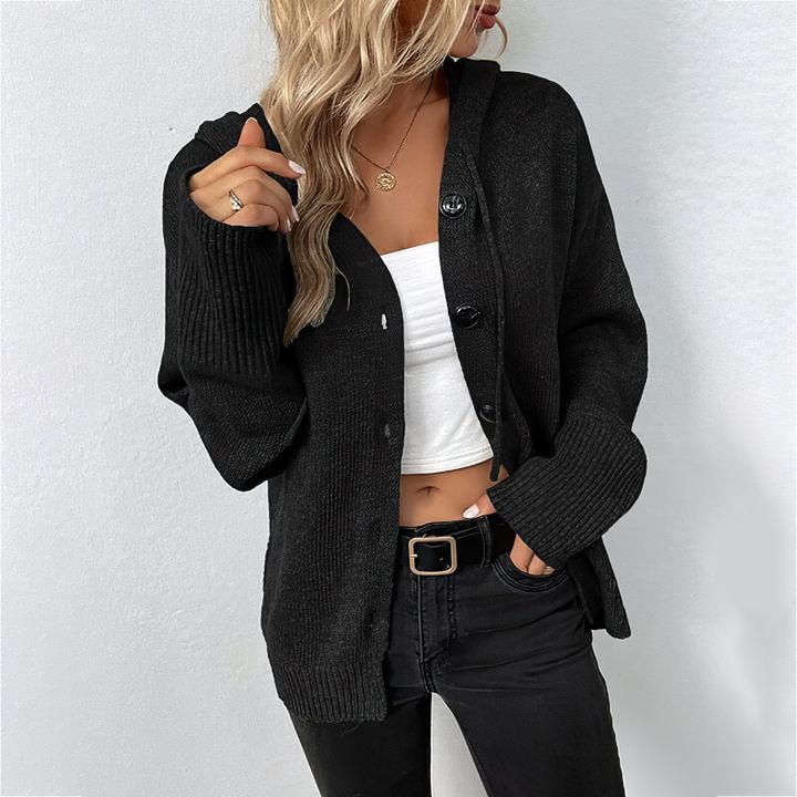 Gebreid Vest | Warm | Vest Met Capuchon | Vest Met Knoopsluiting | Vest Voor Dames-Boetiek Moda
