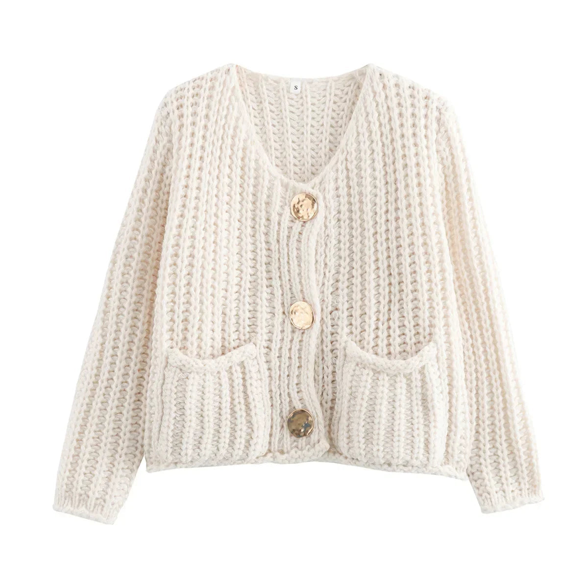 Gebreid Vest - Warm - Zakken - Button-Up Vest - Dameskleding-Boetiek Moda