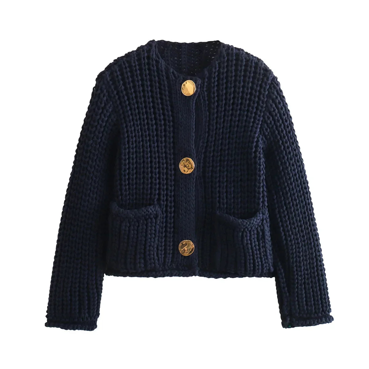 Gebreid Vest - Warm - Zakken - Button-Up Vest - Dameskleding-Boetiek Moda
