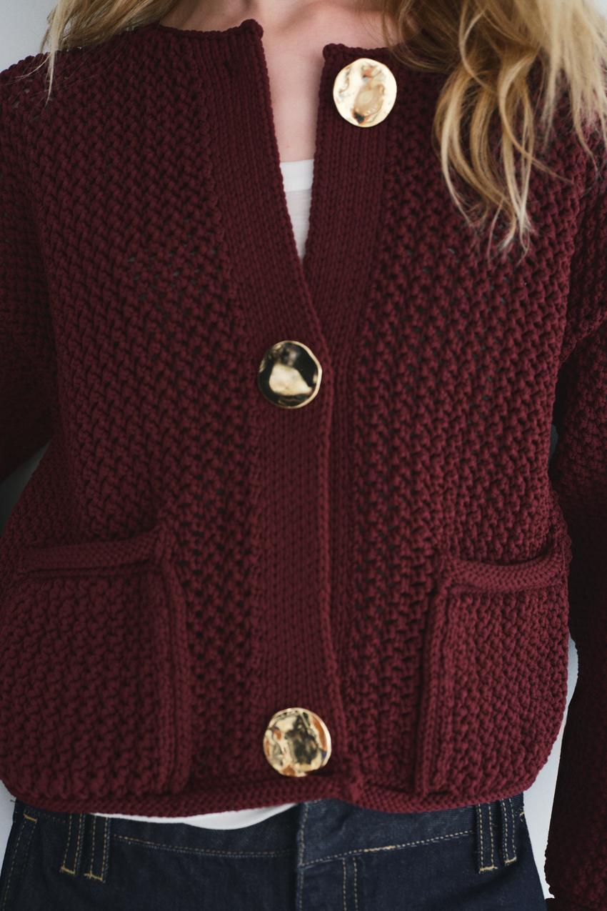 Gebreid Vest - Warm - Zakken - Button-Up Vest - Dameskleding-Boetiek Moda