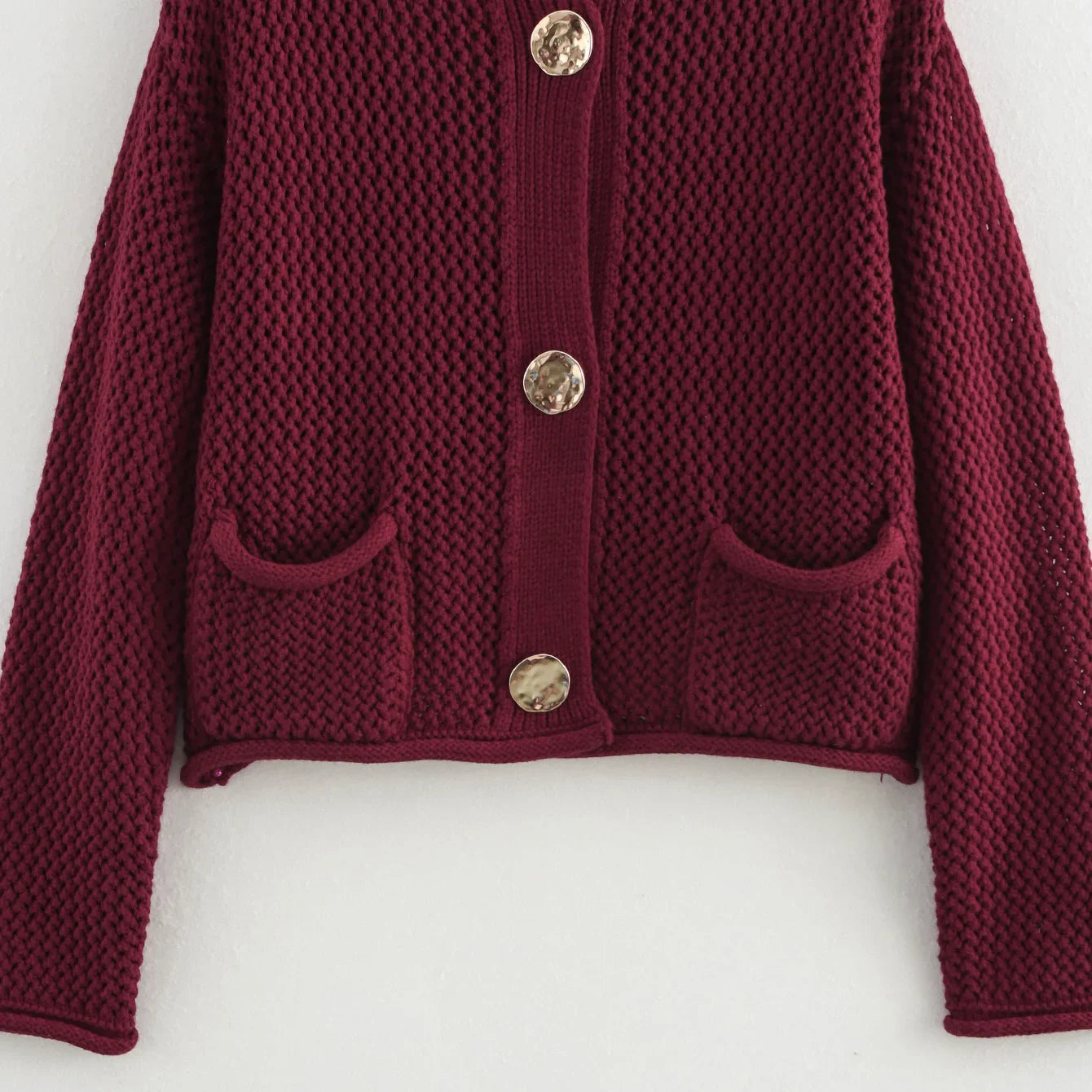 Gebreid Vest - Warm - Zakken - Button-Up Vest - Dameskleding-Boetiek Moda