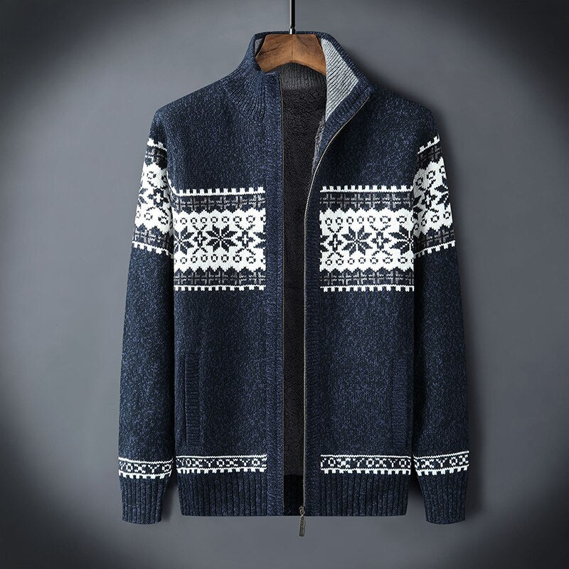 Gebreid Vest | Winter | Sneeuwvlok | Vest met ritssluiting | Gebreide kleding voor mannen-Boetiek Moda