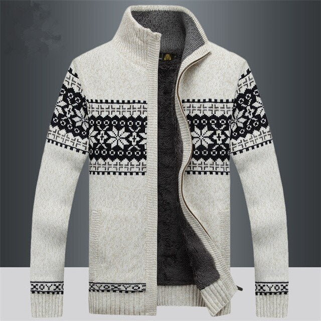 Gebreid Vest | Winter | Sneeuwvlok | Vest met ritssluiting | Gebreide kleding voor mannen-Boetiek Moda