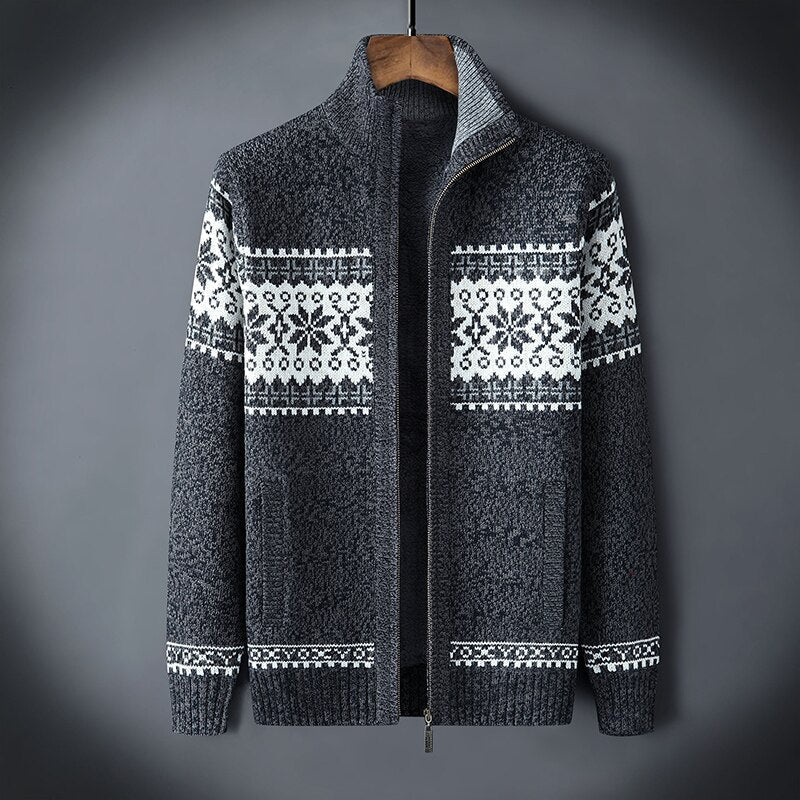 Gebreid Vest | Winter | Sneeuwvlok | Vest met ritssluiting | Gebreide kleding voor mannen-Boetiek Moda