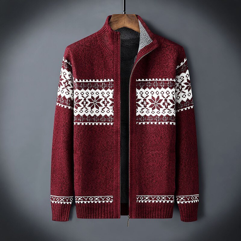 Gebreid Vest | Winter | Sneeuwvlok | Vest met ritssluiting | Gebreide kleding voor mannen-Boetiek Moda