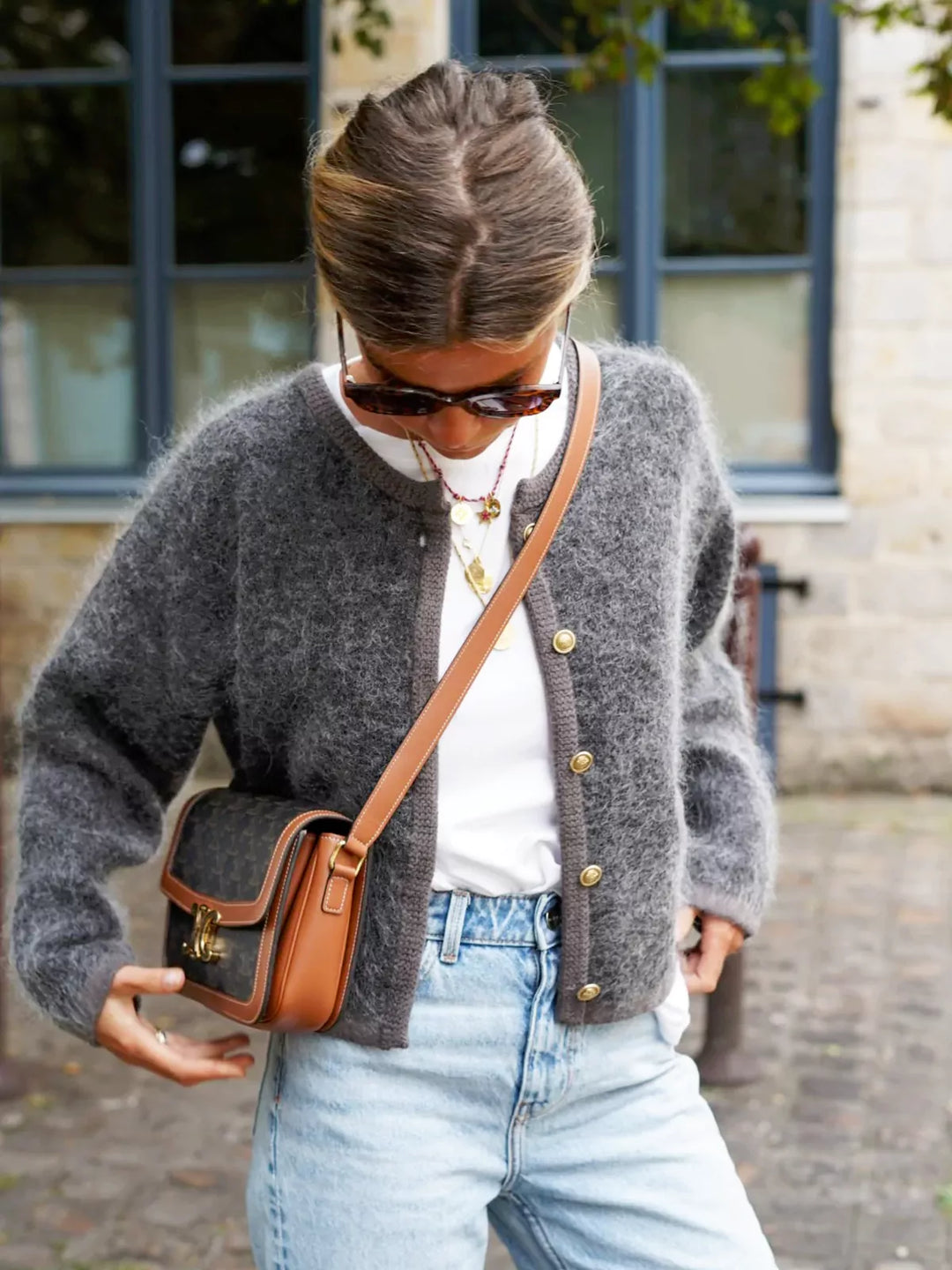 Gebreid vest | Grijs | Button-Up | Fluffy Vest | Vest voor dames-Boetiek Moda