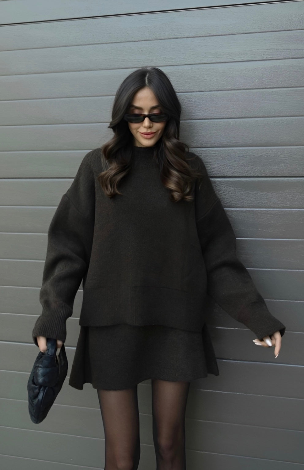 Gebreide Co-Ord - Gebreide trui en minirok voor dames, tweedelige set-Boetiek Moda