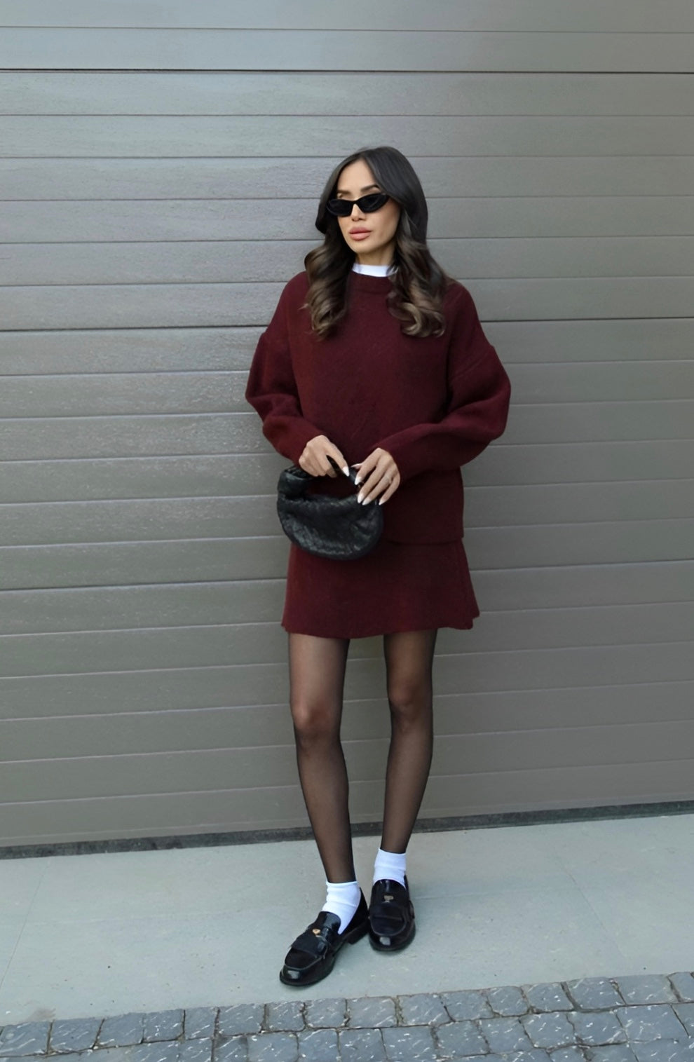 Gebreide Co-Ord - Gebreide trui en minirok voor dames, tweedelige set-Boetiek Moda