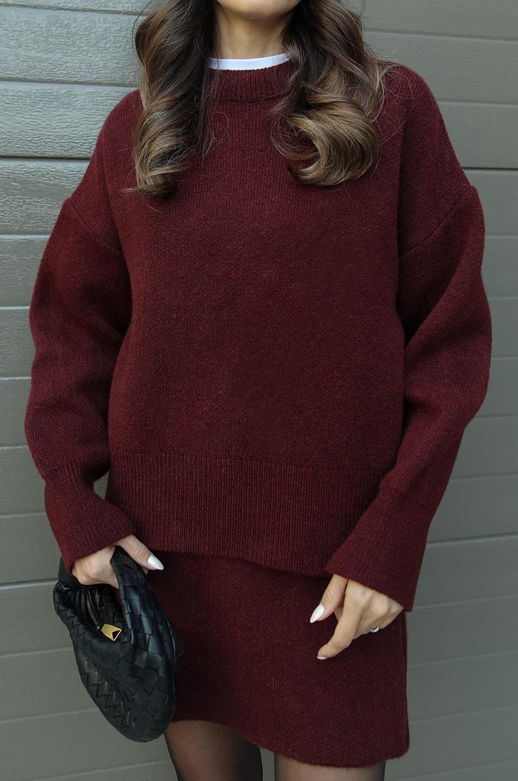 Gebreide Co-Ord - Gebreide trui en minirok voor dames, tweedelige set-Boetiek Moda