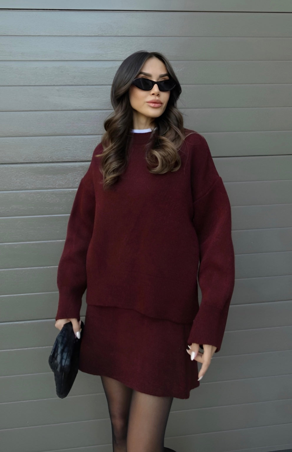 Gebreide Co-Ord - Gebreide trui en minirok voor dames, tweedelige set-Boetiek Moda
