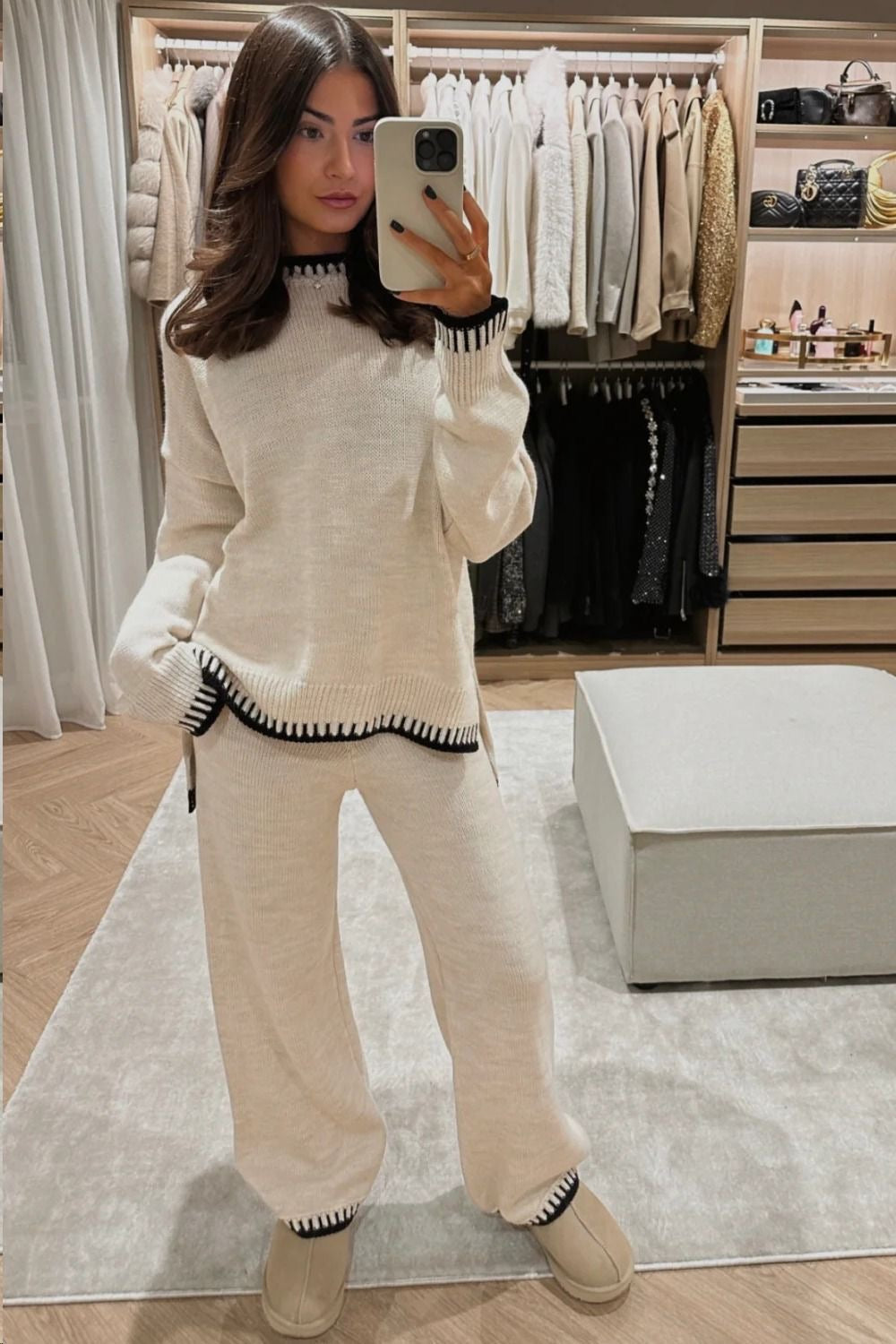 Gebreide Co-Ord | Oversized Trui | Tweedelige Set | Dames Loungekleding | Loungesets-Boetiek Moda