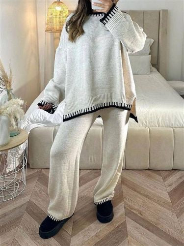 Gebreide Co-Ord | Oversized Trui | Tweedelige Set | Dames Loungekleding | Loungesets-Boetiek Moda