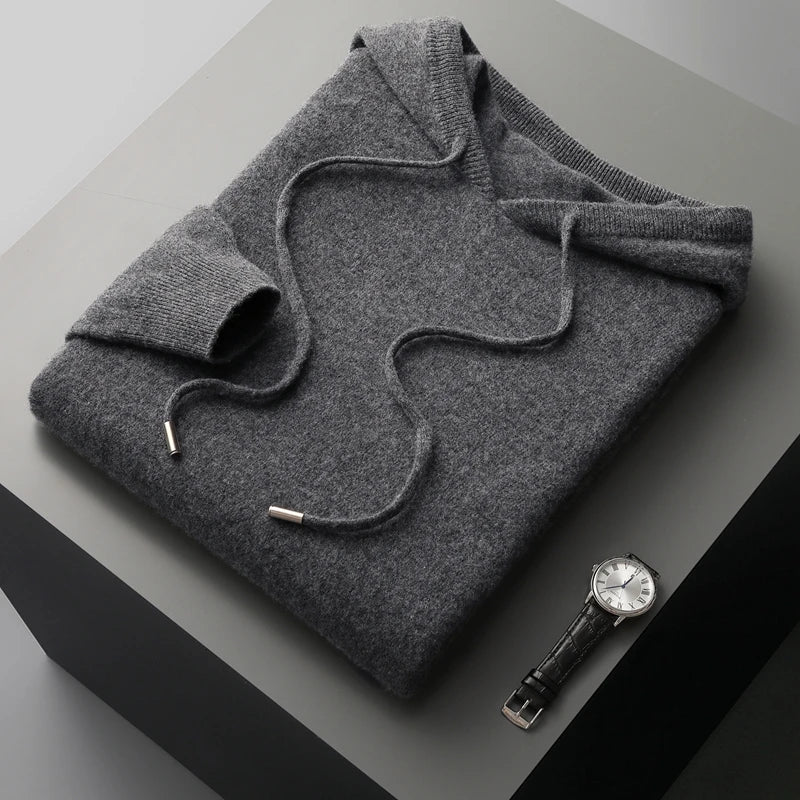 Gebreide Hoodie - Wol - Los model - Hoodie Sweater - Herenbreigoed-Boetiek Moda