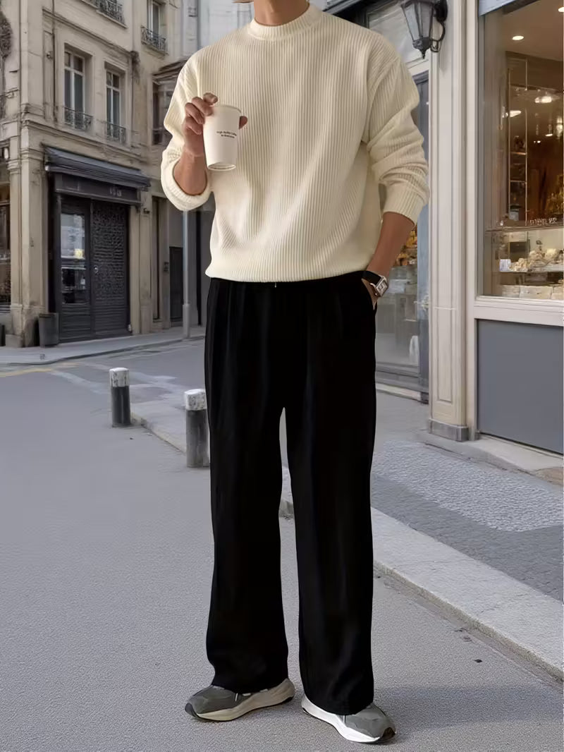 Gebreide Trui | Effen | Geribbeld | Pullover | Herenkleding-Boetiek Moda