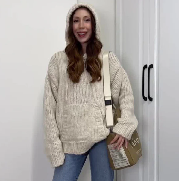 Gebreide Trui - Met capuchon - Pullover - Oversized trui - Damesbreigoed-Boetiek Moda