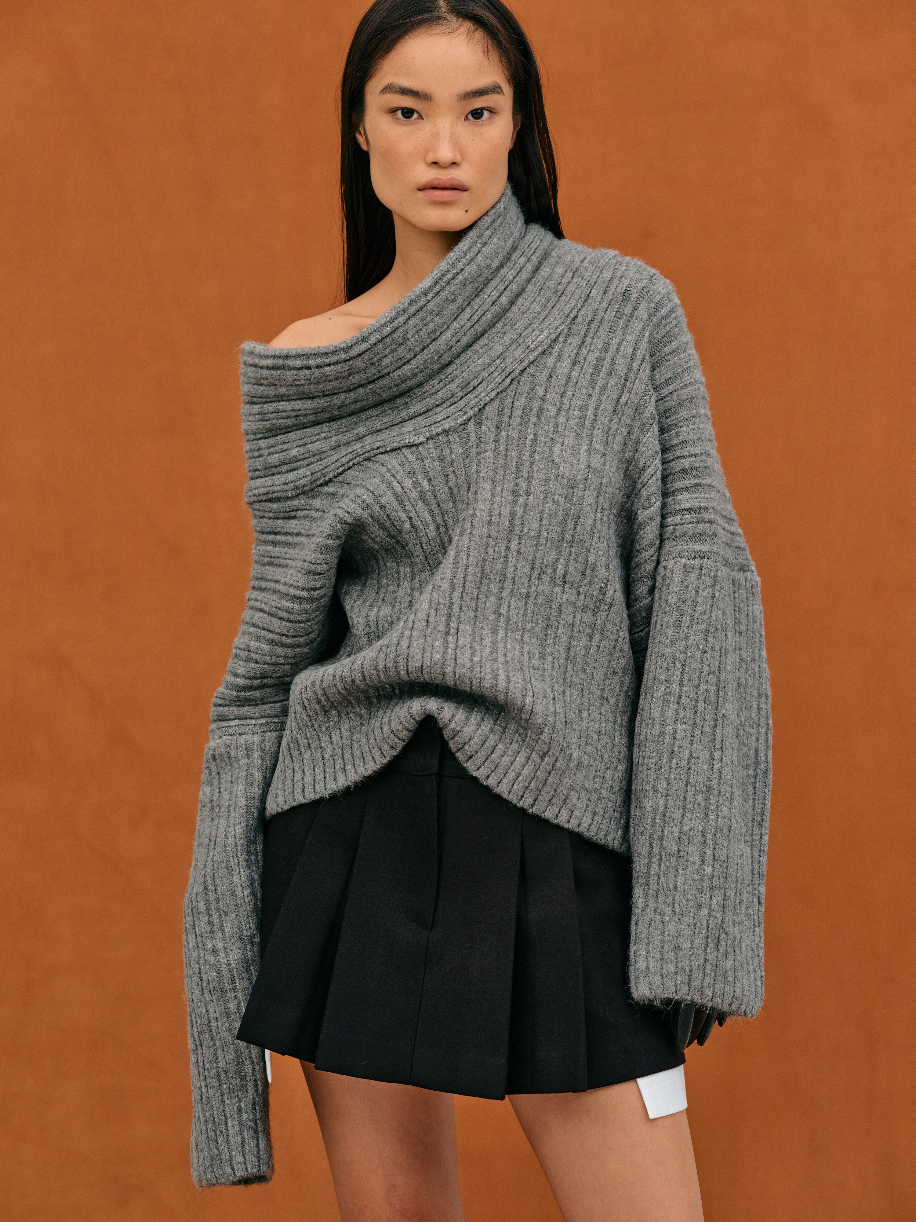 Gebreide Trui - Oversized off-shoulder pullover voor dames-Boetiek Moda