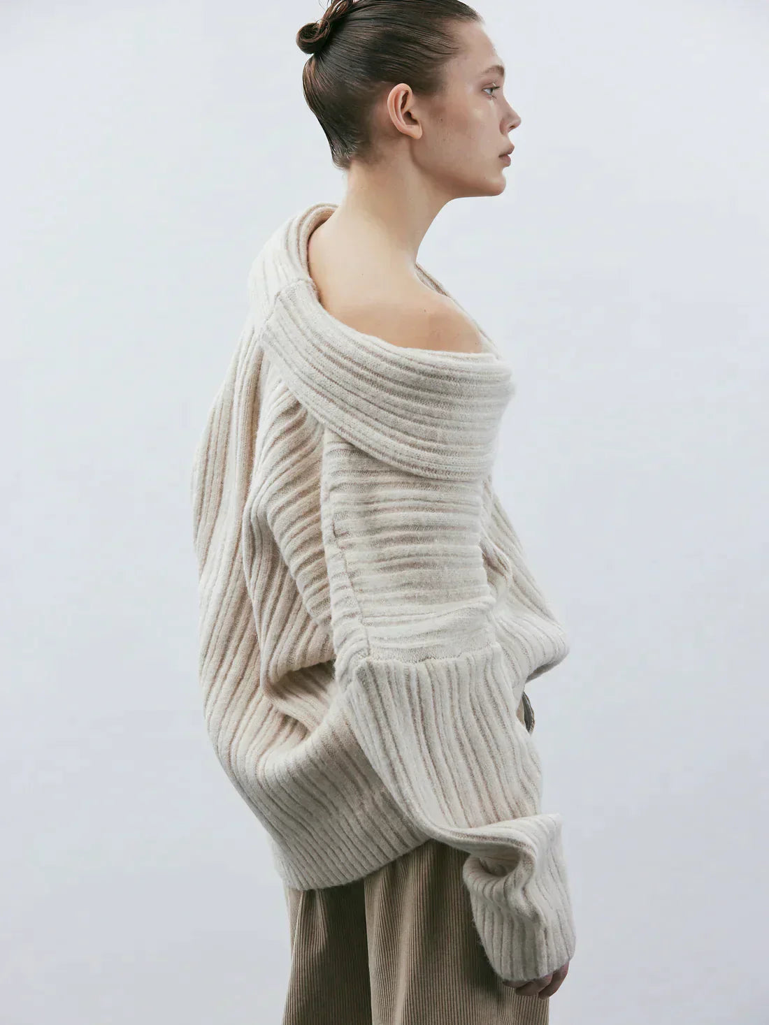 Gebreide Trui - Oversized off-shoulder pullover voor dames-Boetiek Moda