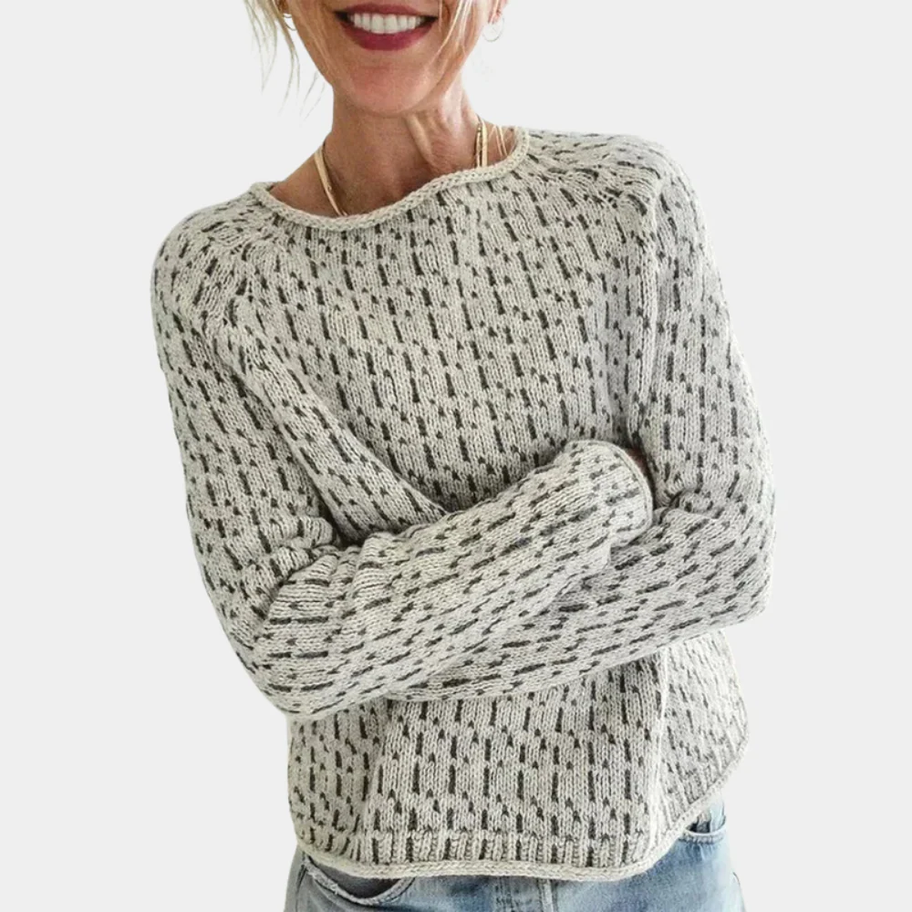 Gebreide Trui - Relaxed fit lichtgrijze pullover voor dames-Boetiek Moda