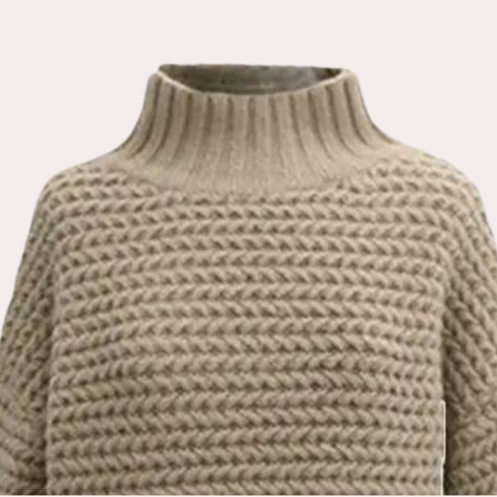 Gebreide Trui - Vrouwen Loose Fit Grove coltrui voor de winter-Boetiek Moda