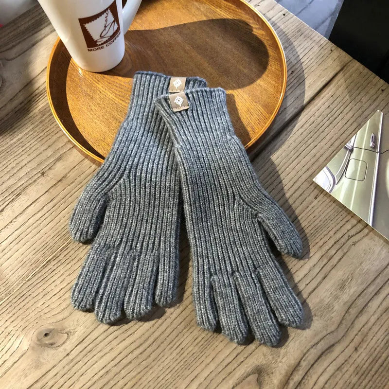 Gebreide handschoenen - Warme winterhandschoenen met volledige vingers voor dames-Boetiek Moda
