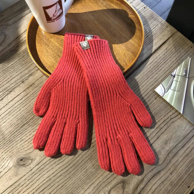 Gebreide handschoenen - Warme winterhandschoenen met volledige vingers voor dames-Boetiek Moda