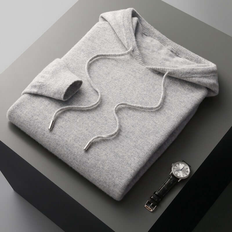 Gebreide hoodie - Effen capuchontrui voor heren-Boetiek Moda