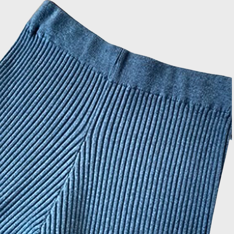 Gebreide loungeset - lange mouwen - wijde pijpen - tweedelige set - winterkleding voor dames-Boetiek Moda