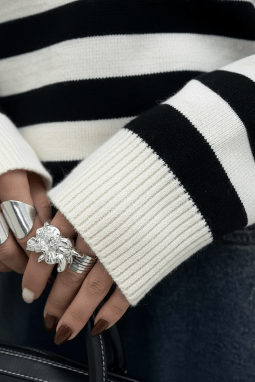 Gebreide trui | Gestreepte | Relaxed fit | Gebreide pullover | Dames trui-Boetiek Moda