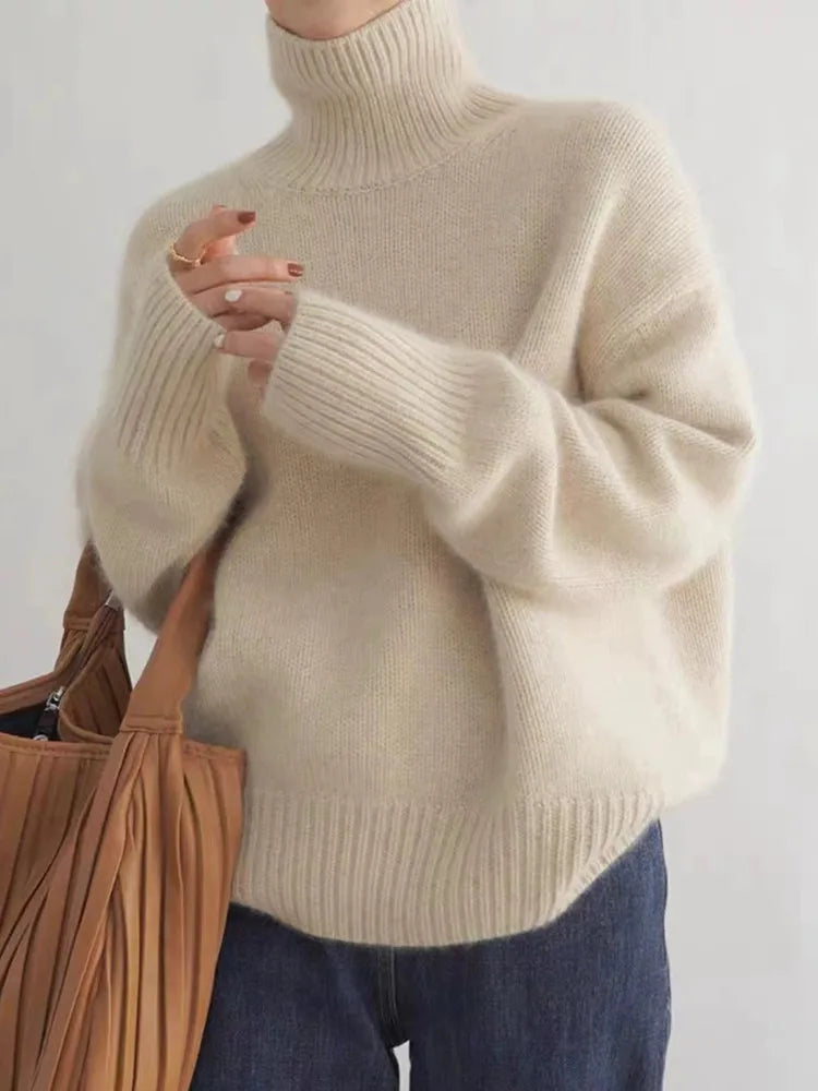 Gebreide trui | Oversized | Coltrui | Trui met rolhals | Gebreide dameskleding-Boetiek Moda