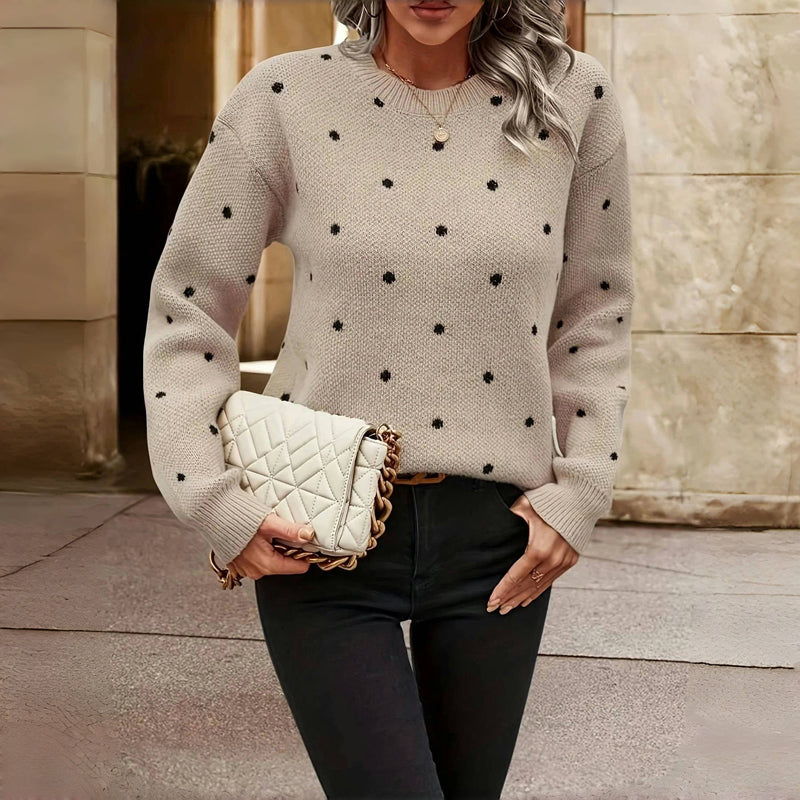 Gebreide trui - Polka Dot - Relaxed Fit - Trui met ronde hals - Dames Knitwear-Boetiek Moda