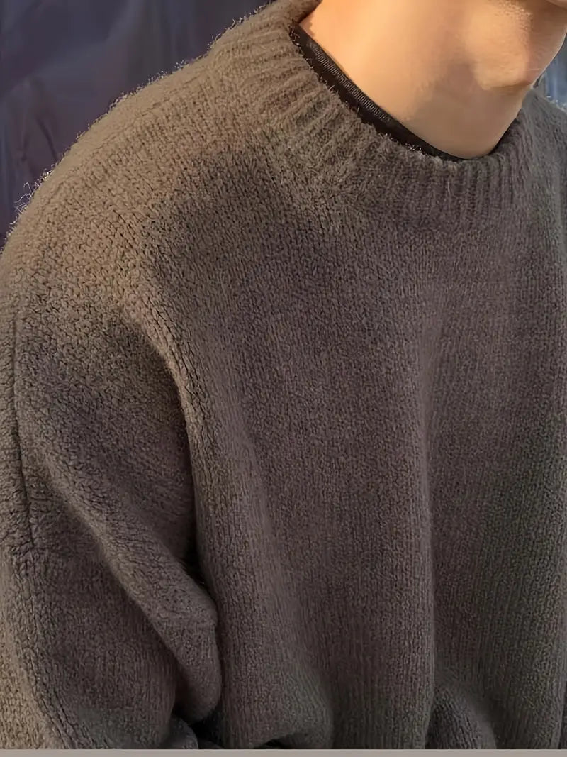 Gebreide trui - Relaxed fit pullover met ronde hals voor heren-Boetiek Moda