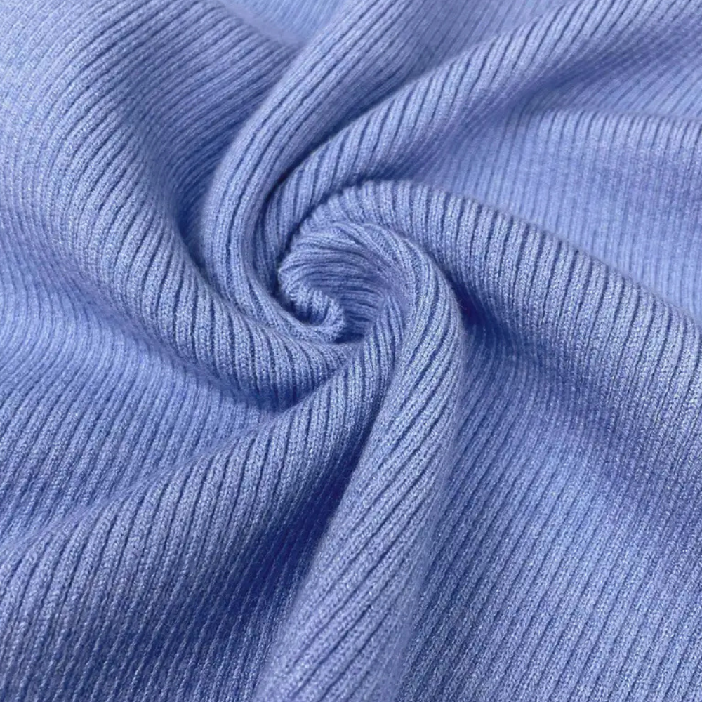 Gebreide trui | Ribbelsteek | Blauw | Trui met hoge hals | Dameskleding-Boetiek Moda