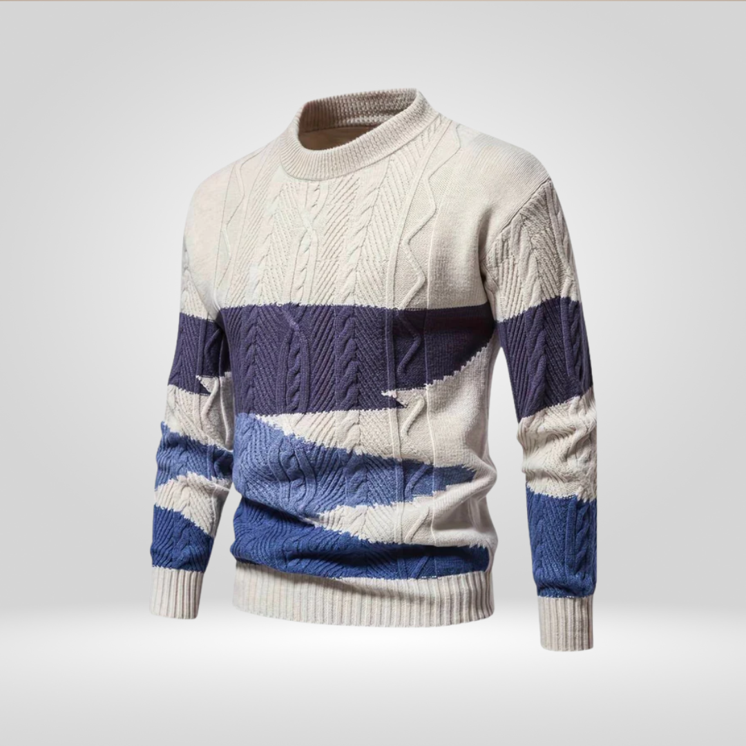 Gebreide trui | Ronde hals | Vlechtpatroon | Trui | Heren trui-Boetiek Moda