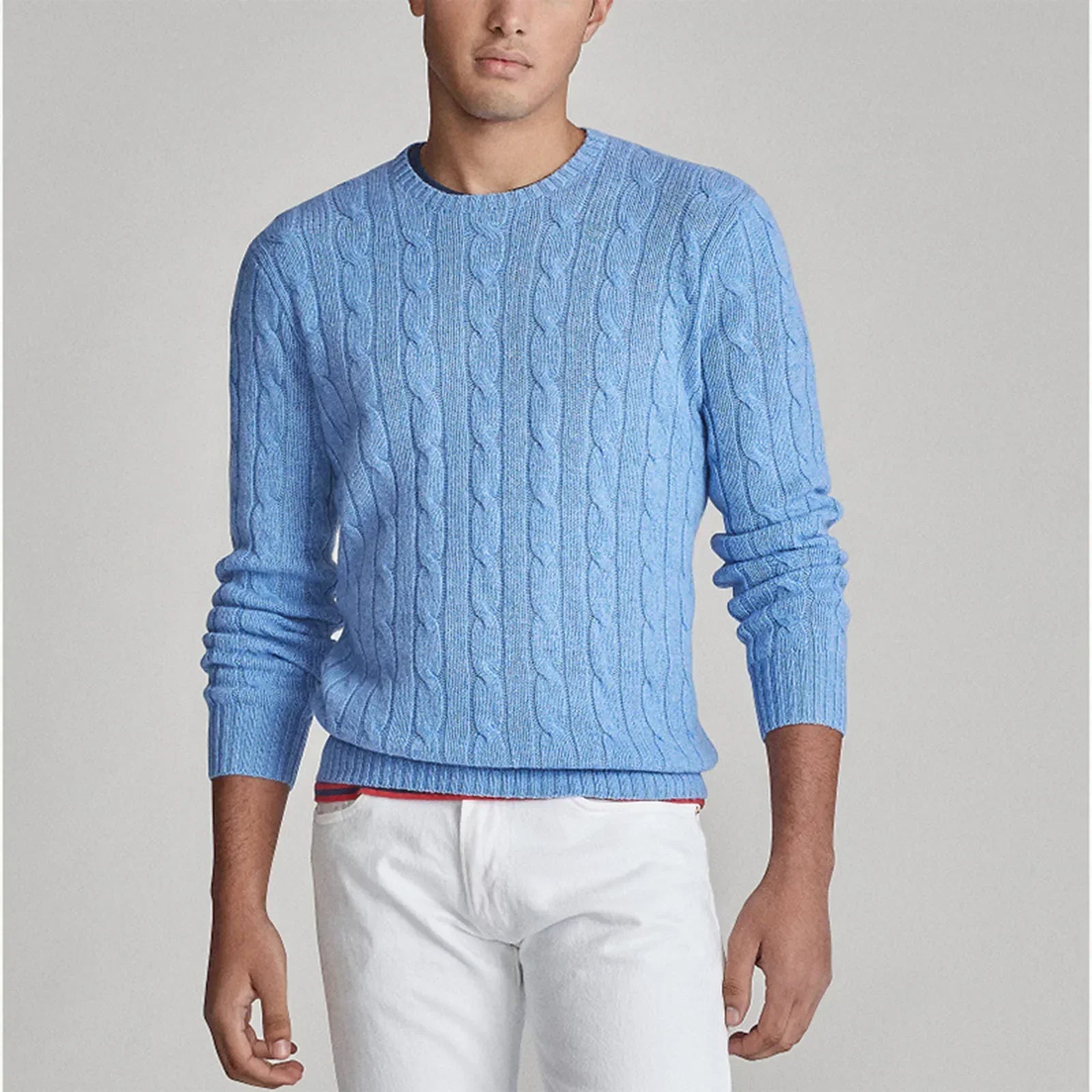 Gebreide trui – Vlechtpatroon – Ronde hals – Trui – Heren trui-Boetiek Moda