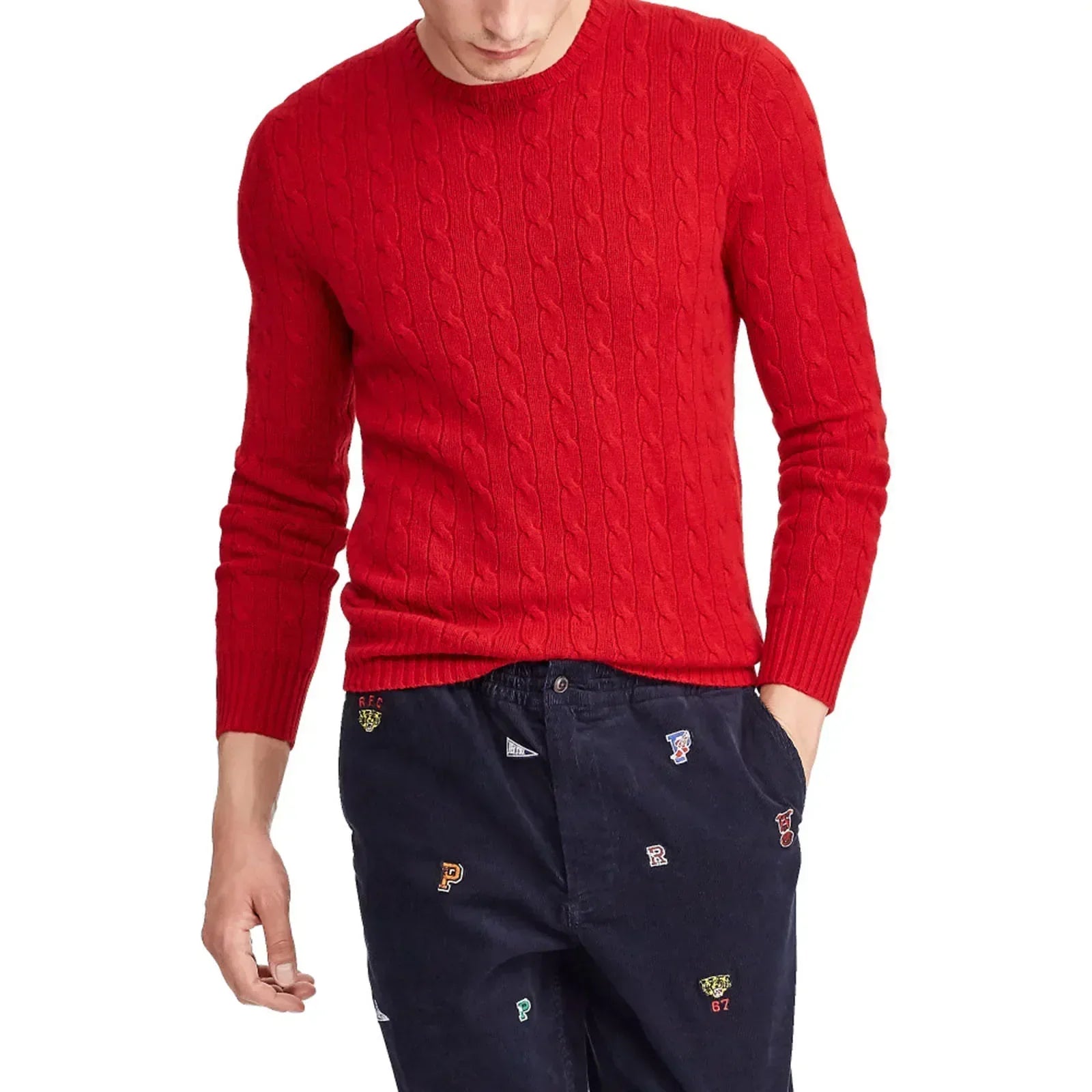 Gebreide trui – Vlechtpatroon – Ronde hals – Trui – Heren trui-Boetiek Moda