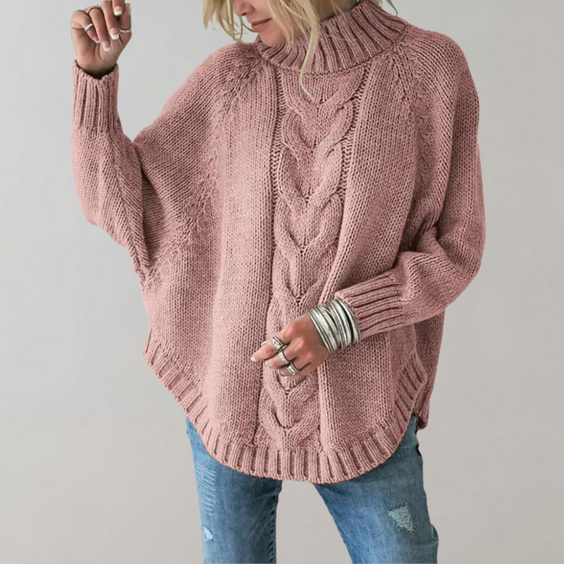 Gebreide trui - Vrouwen Loose Fit Oversized Trui met Hoge Hals-Boetiek Moda