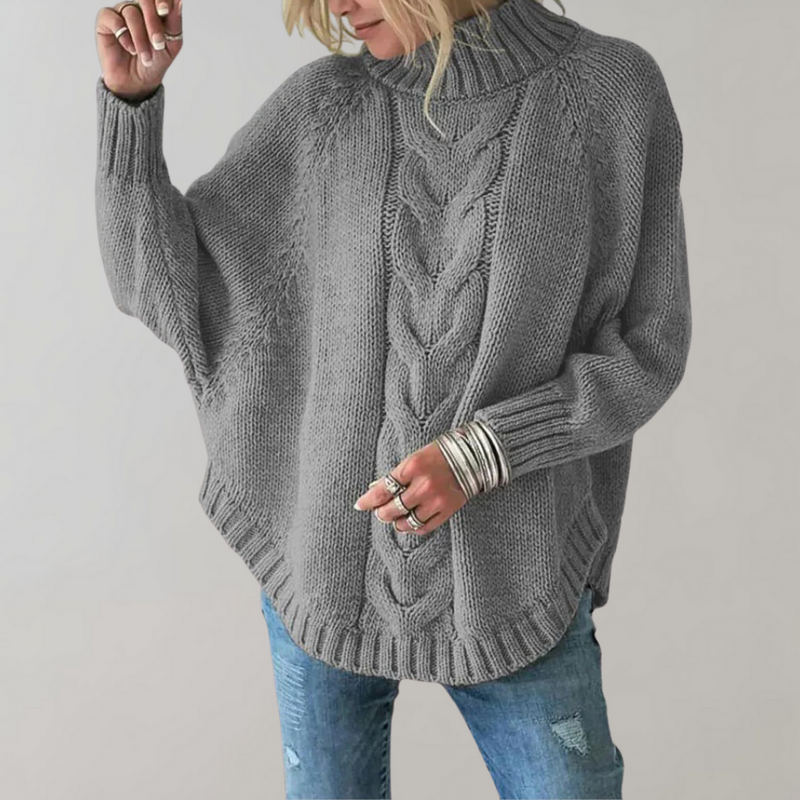 Gebreide trui - Vrouwen Loose Fit Oversized Trui met Hoge Hals-Boetiek Moda