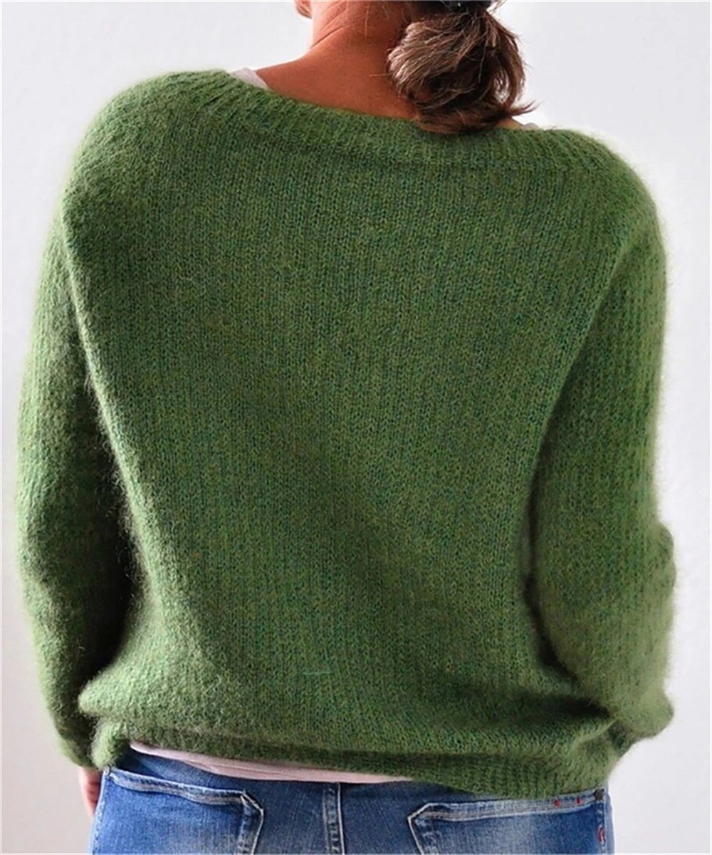 Gebreide trui | Warm | Groen | Trui | Gebreide dameskleding-Boetiek Moda