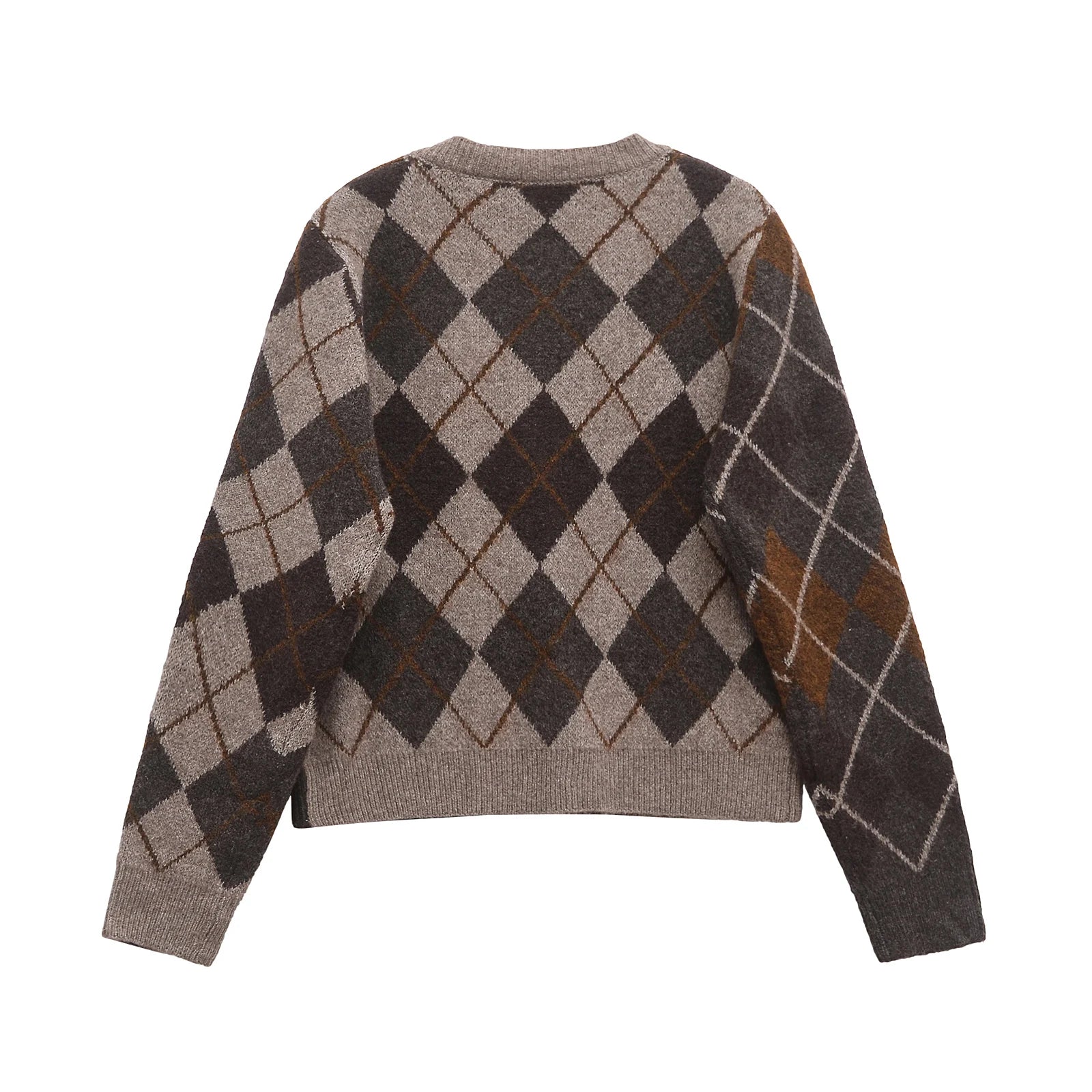 Geruit Vest - Vrouwenvest met argylepatroon en knoopsluiting-Boetiek Moda