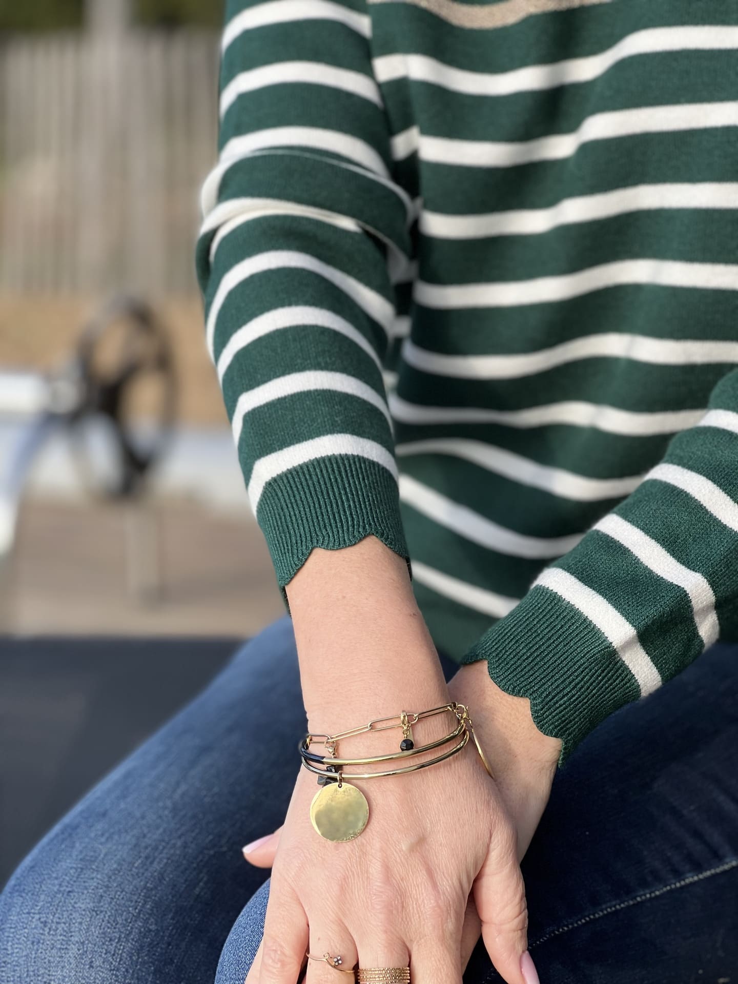 Gestreepte trui | Relaxed fit | Ronde hals | Gebreide trui | Dames trui-Boetiek Moda