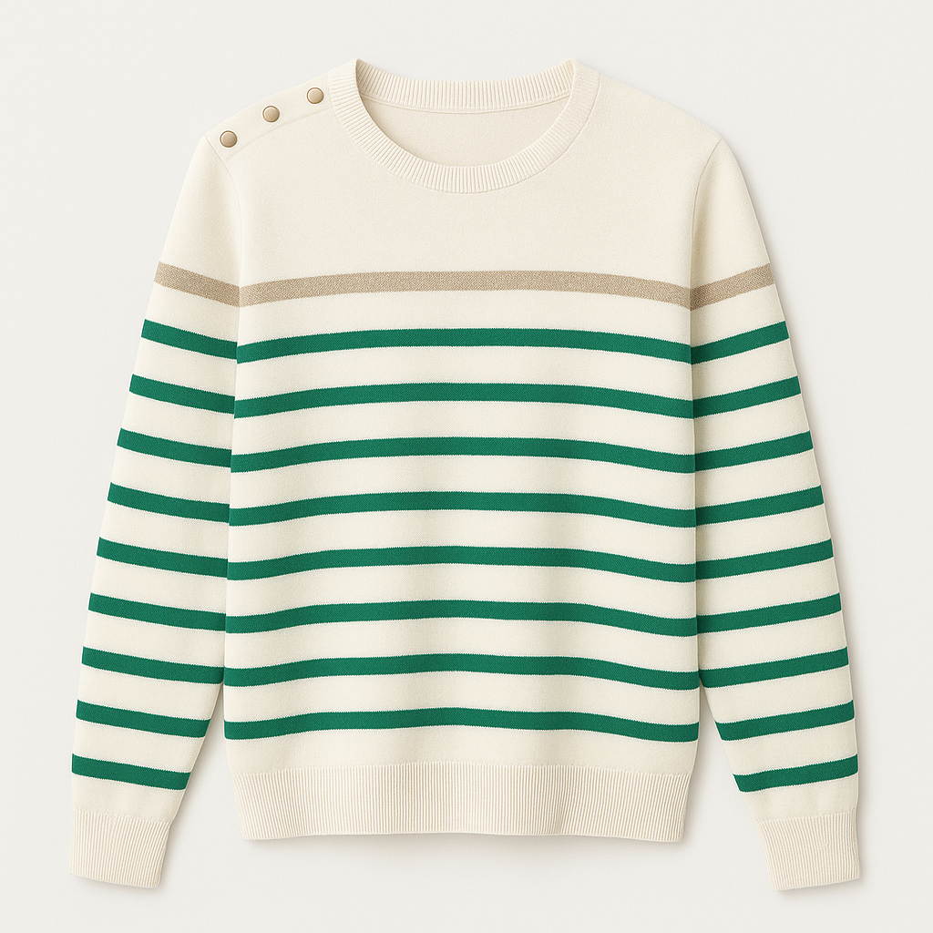 Gestreepte trui | Relaxed fit | Ronde hals | Gebreide trui | Dames trui-Boetiek Moda