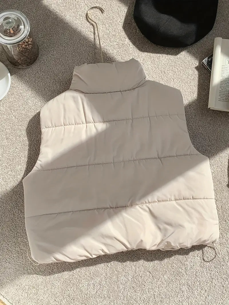 Gewatteerd Gilet | Beige | Zip-Up | Gewatteerd Gilet | Vrouwenvest-Boetiek Moda